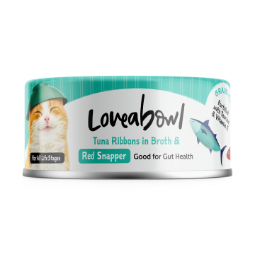Loveabowl Grain-Free Tuna Ribbons in Broth With Red Snapper 70g